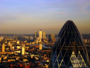 London Skyline showing Gherkin