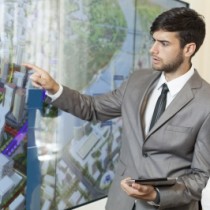 Man Training woman with presentation